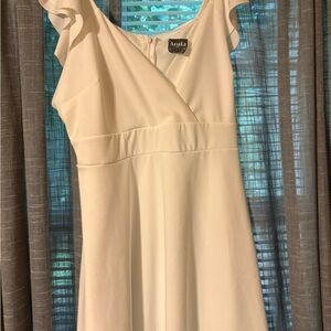 ARULA Cream Mini Sundress Sleeveless Scoop Neck